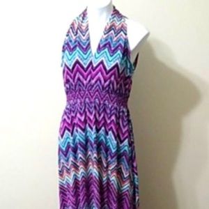 Gabby Skye zigzag halter maxi dress size 10.